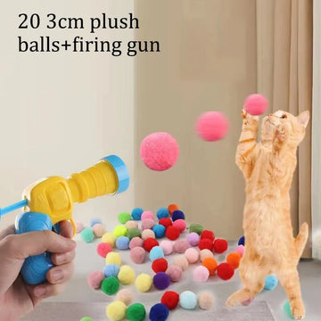 Interactive Cat Toy Gun – Shoots 20 Soft Plush Balls for Fun & Exercise – Quiet High-Bounce Cat Teaser