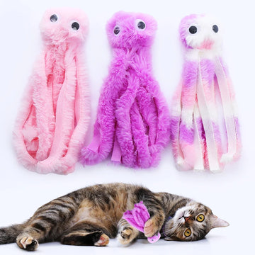 Cute Octopus Cat Toy – Bite-Resistant Plush with Crinkle & Catnip for Interactive Play