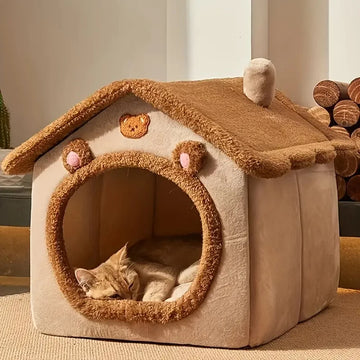 Foldable Cat & Puppy Bed – Washable Pet Cave