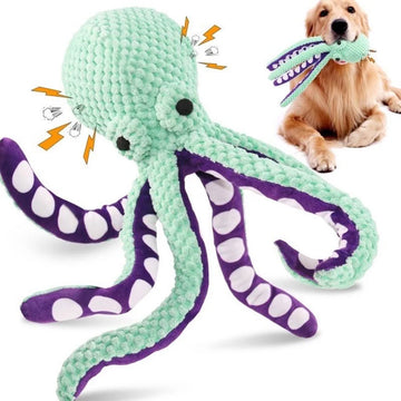 Plush Octopus Dog Toy – Interactive Squeaky Sound Toy for Small & Large Dogs