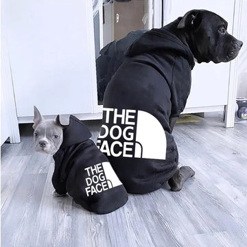 Stylish Dog Hoodie with Face Print – Cozy Winter Jacket for Frenchies, Labs & Big Dogs – Trendy Pet Clothing for Cold Weather
