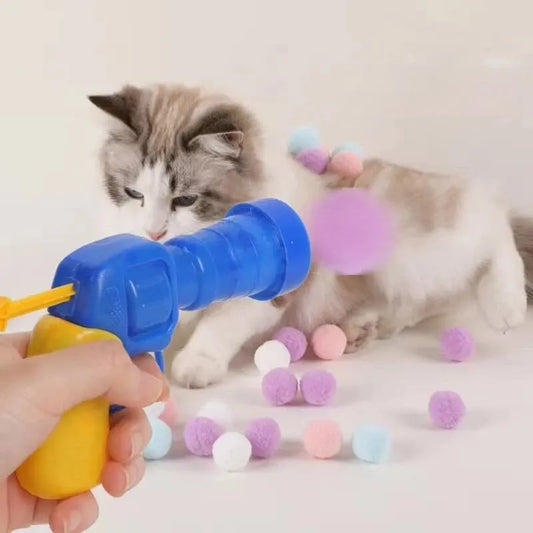 Interactive Cat Toy Gun – Shoots 20 Soft Plush Balls for Fun & Exercise – Quiet High-Bounce Cat Teaser