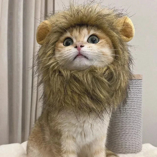 Adorable Lion Mane Hat for Pets – Funny Cat & Dog Costume Wig with Fluffy Ears – Perfect for Photos & Parties