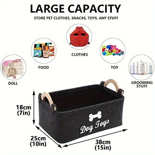 Felt Pet Toy Box – Stylish Storage Basket for Dog & Cat Toys