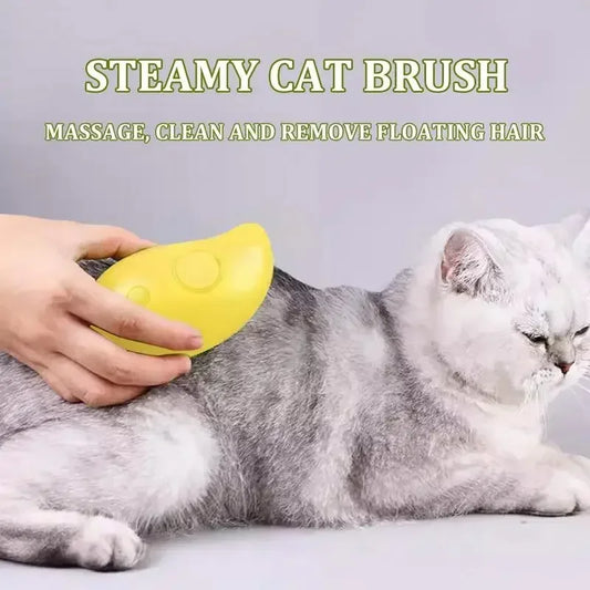 3-in-1 Electric Steam Pet Brush – Spray, Massage & Detangle for Cats & Dogs