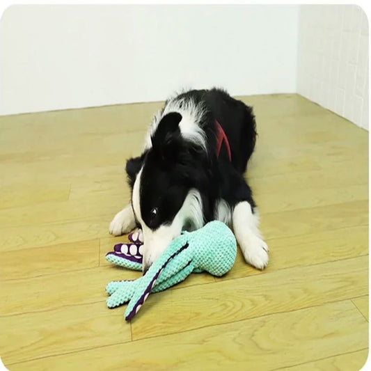 Plush Octopus Dog Toy – Interactive Squeaky Sound Toy for Small & Large Dogs
