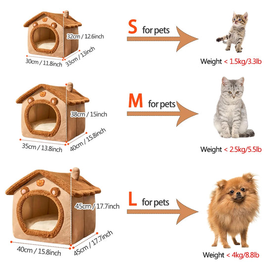 Foldable Cat & Puppy Bed – Washable Pet Cave